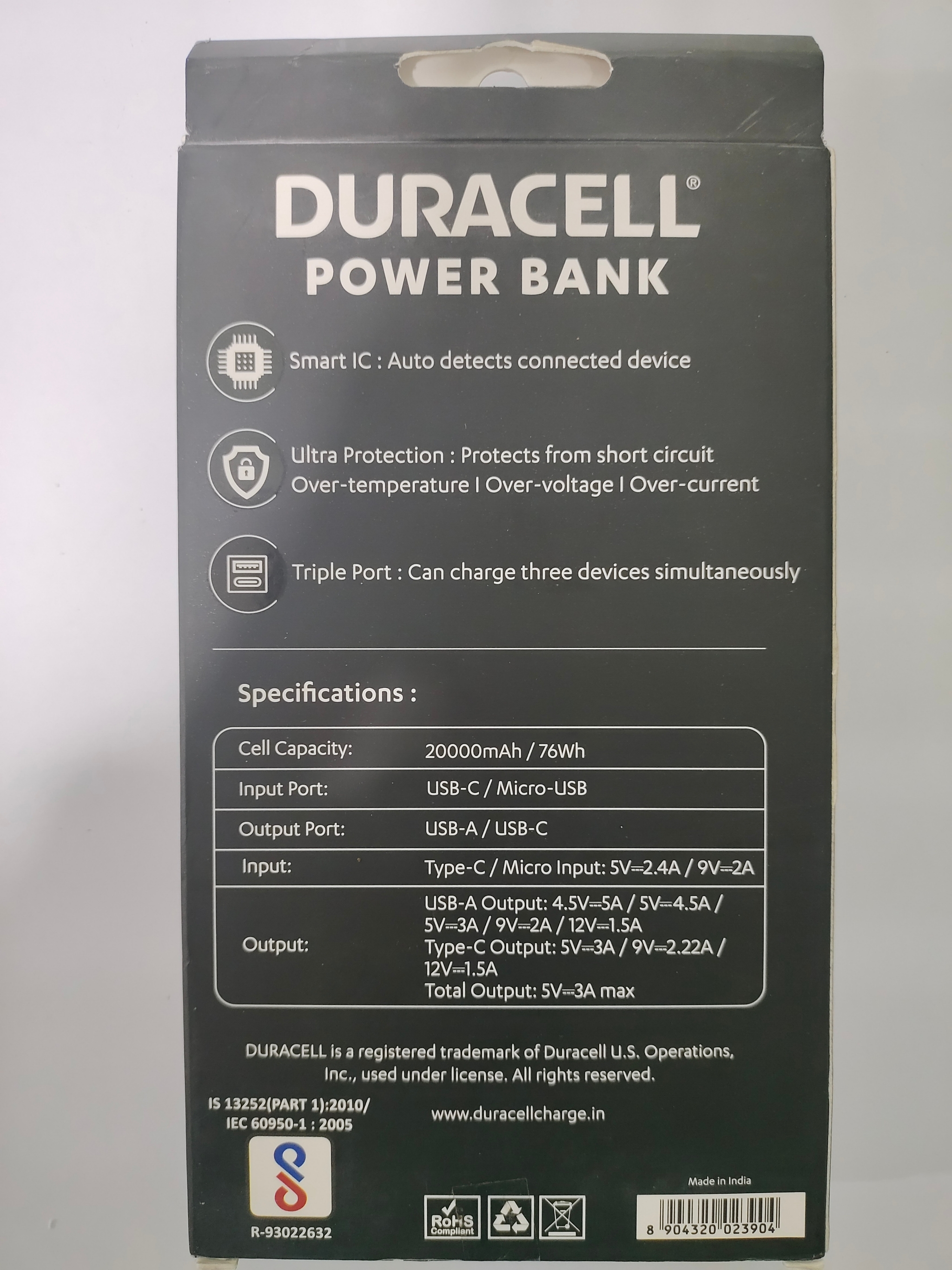 Duracell 20000mAh Power Bank-Rs.3050