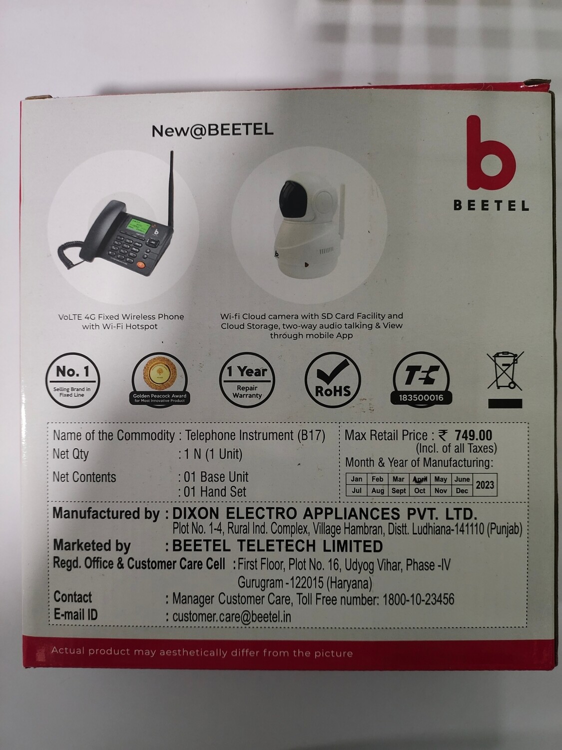 Beetel B17 Corded Landline Phone, Ringer Volume Control