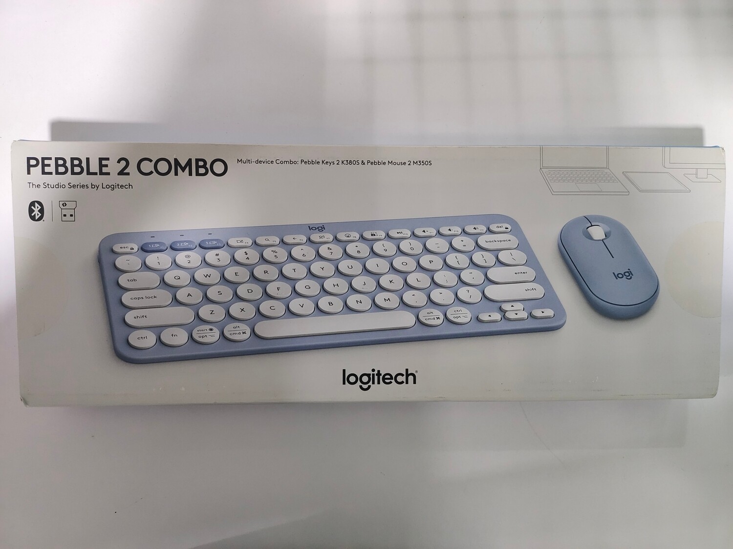 Logitech Pebble 2 Combo Keyboard Mouse, Tonal Blue Logitech Pebble 2 Combo Keyboard Mouse, Tonal Blue