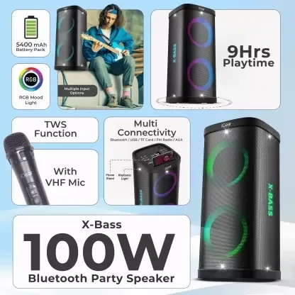 iGear X-Bass 100w Bluetooth Party Box Speaker iGear X-Bass 100w Bluetooth Party Box Speaker