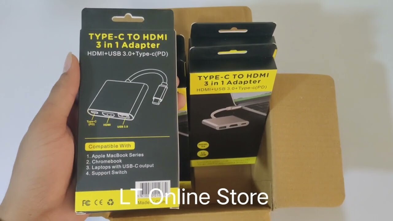 3-in-1 Type C Adapter to Type-c, HDMI, USB