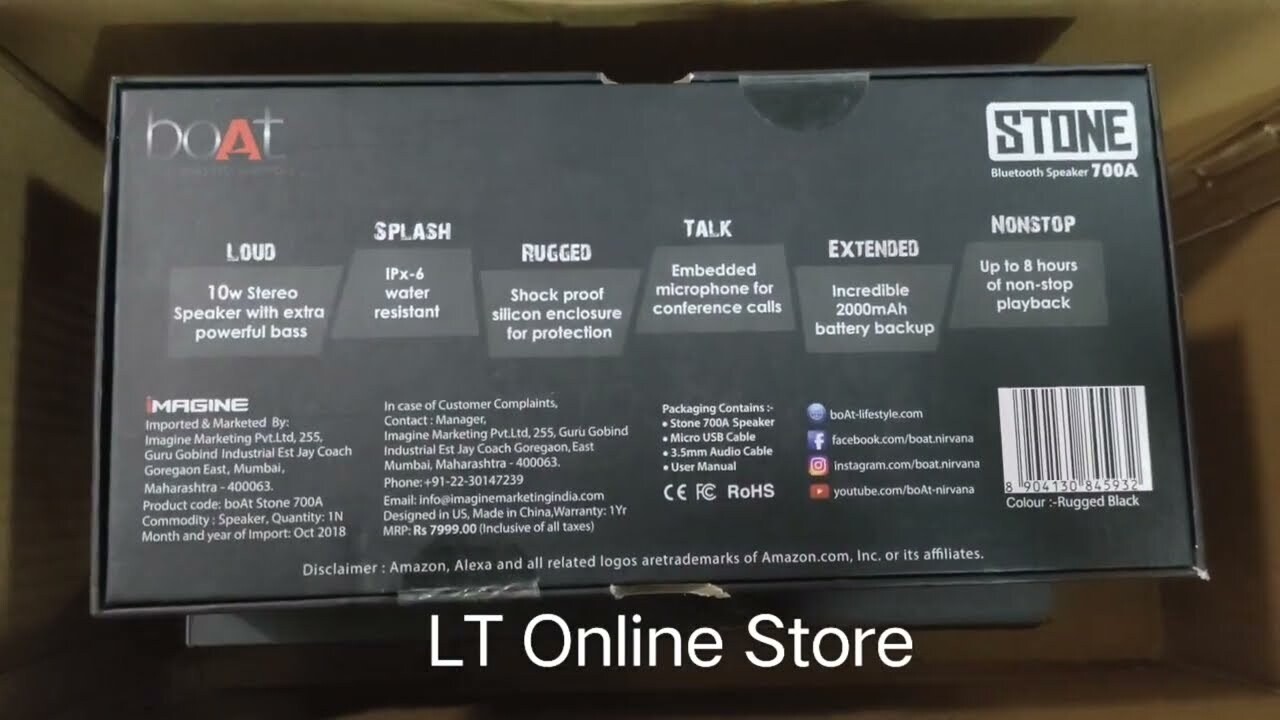 BoAt Stone 700 Bluetooth Speaker, Black