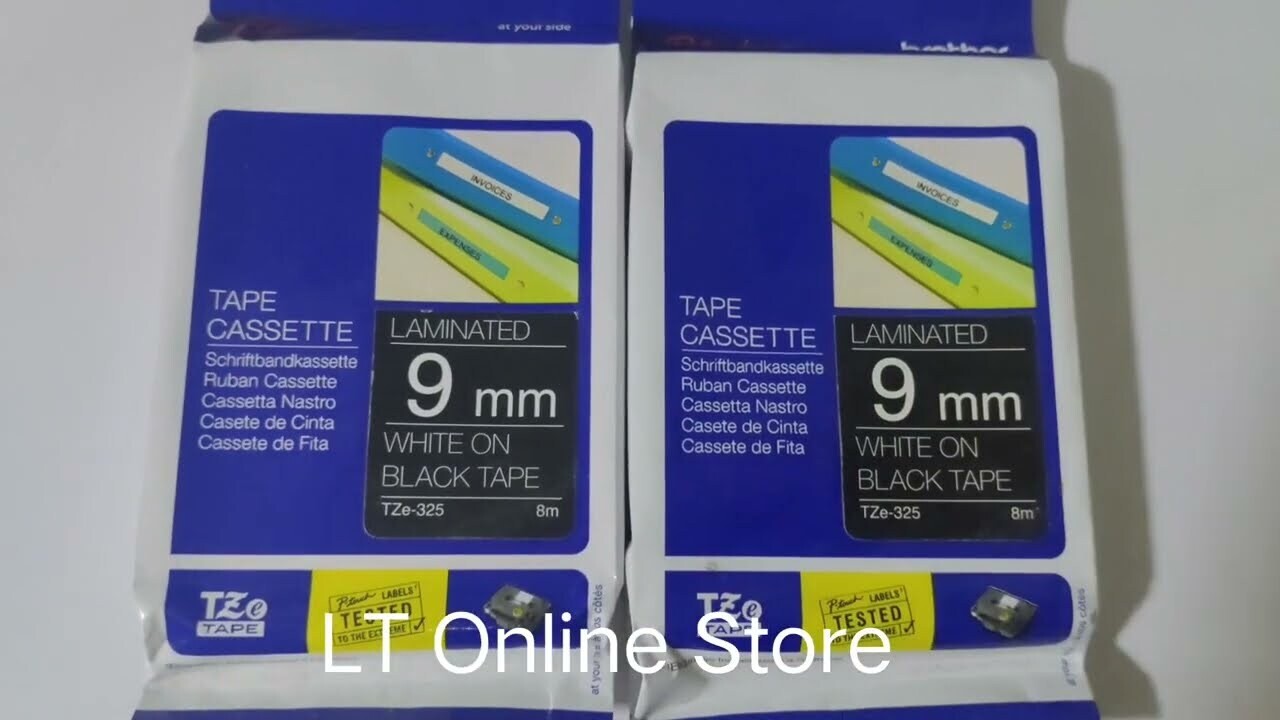 Brother Tze-325 Label Tape, 9mm White on Black Brother Tze-325 Label Tape, 9mm White on Black