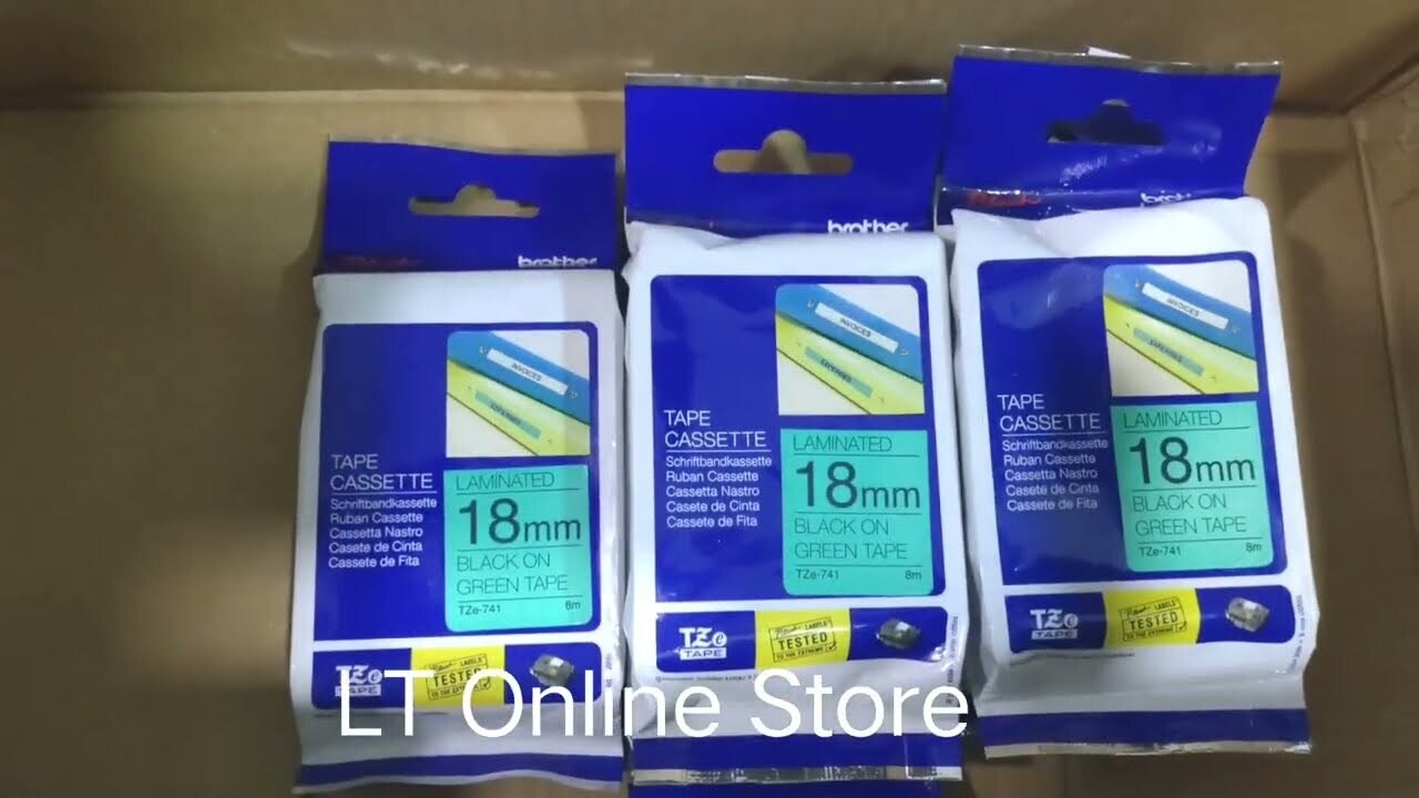 Brother Tze-741 Black on Green 18mm Label Tape Brother Tze-741 Black on Green 18mm Label Tape