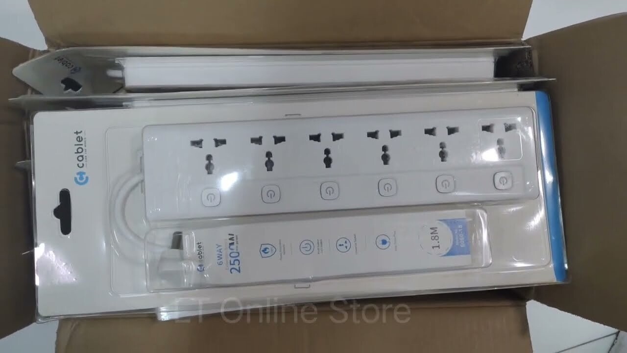 Cablet 6 Sockets, 6 Switch 1.8 mtr Extension Board Cablet 6 Sockets, 6 Switch 1.8 mtr Extension Board