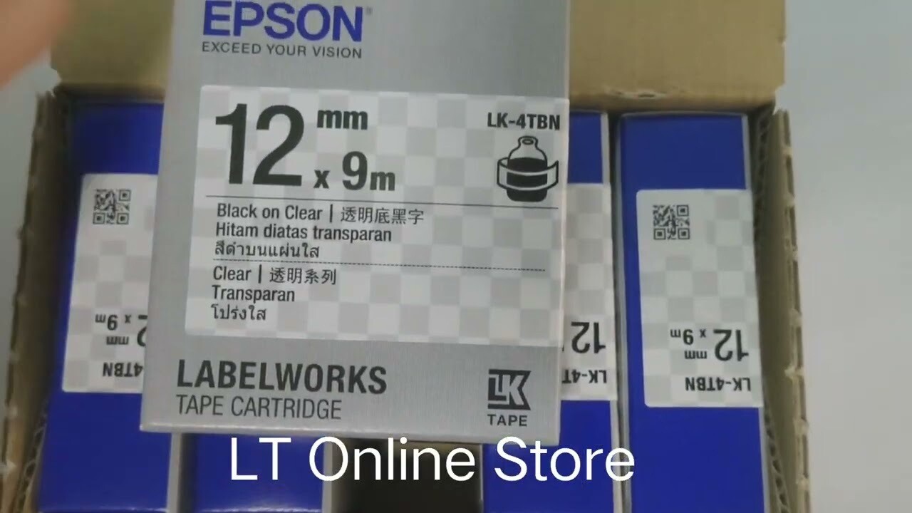 Epson LK-4TBN 12mm Black on Clear Label Tape Epson LK-4TBN 12mm Black on Clear Label Tape