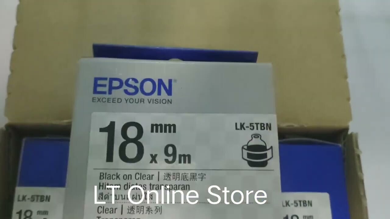 Epson LK-5TBN Label Tape 18 mm. Black On Clear