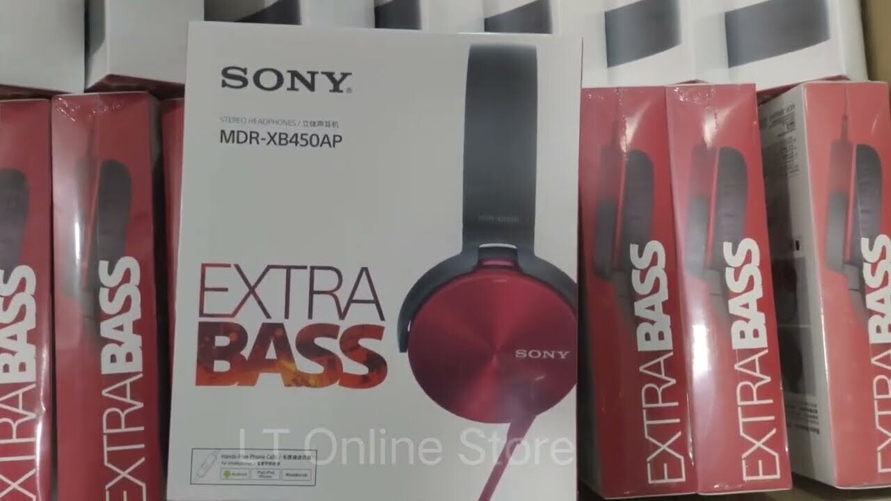 Sony MDR-XB450AP On-Ear Headphones, Red