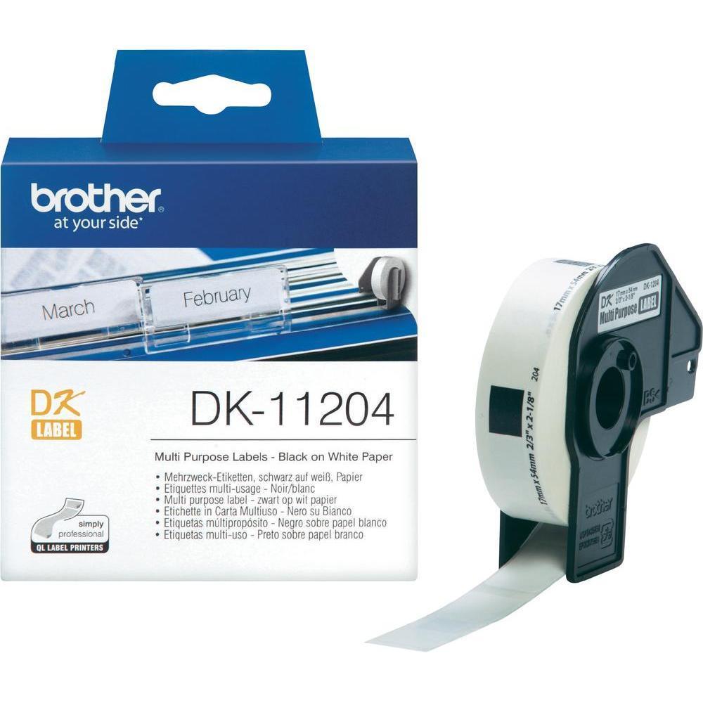 Brother DK11204 Multi Purpose Label, 17mm X 54mm X 400pcs