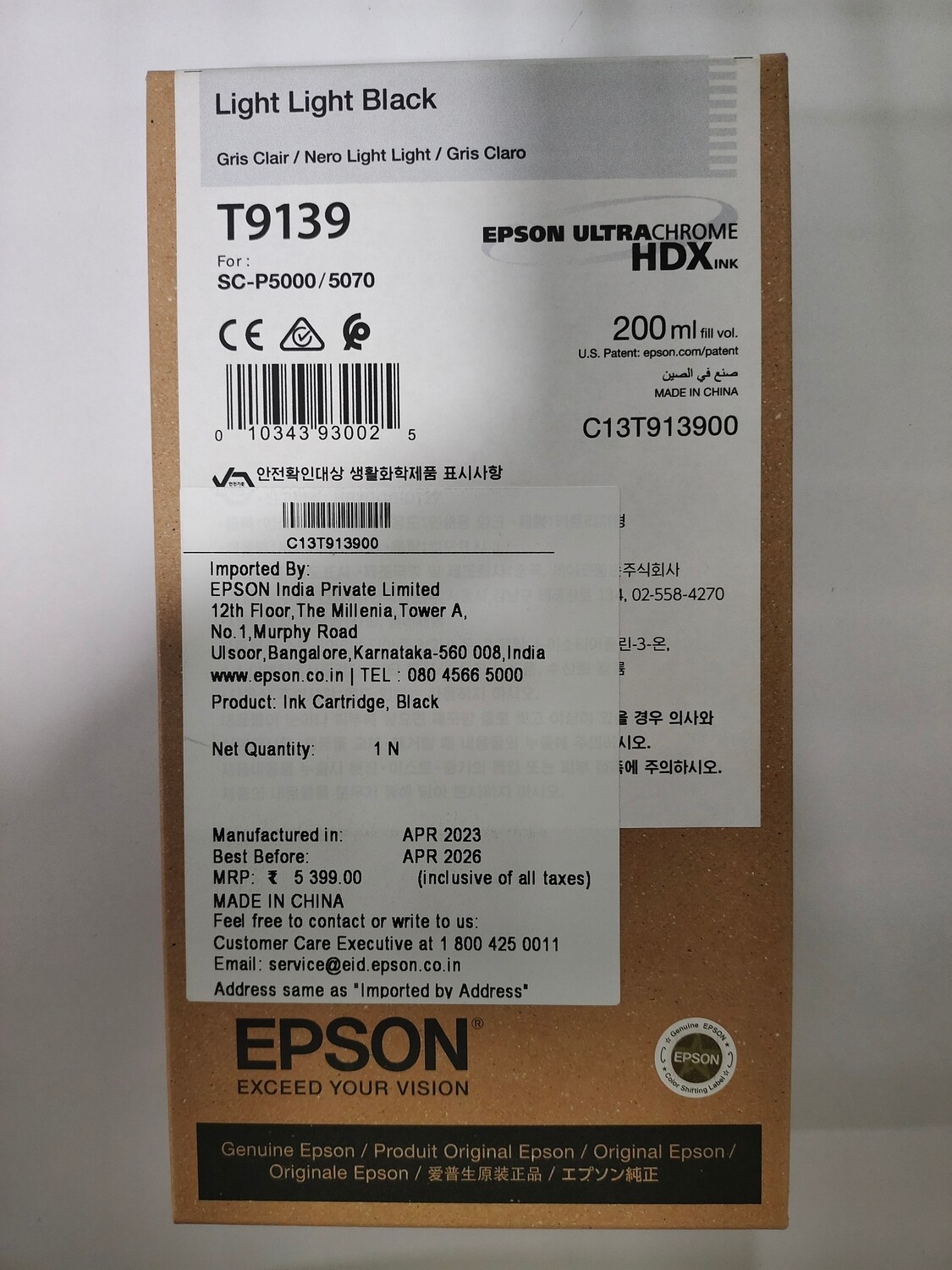 Epson T9139 Light Light black Ink Cartridge, 200ml Epson T9139 Light Light black Ink Cartridge, 200ml