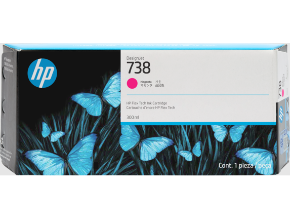 HP 738 300-ml Magenta DesignJet Ink Cartridge 676M7A