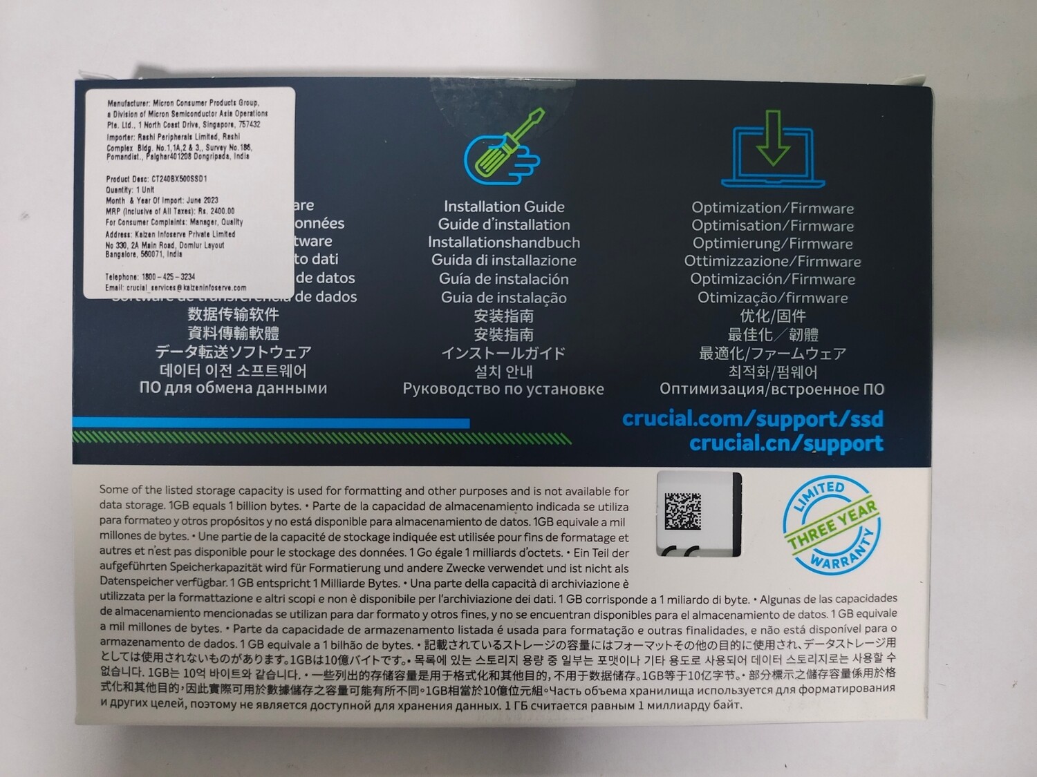 Crucial 240GB Sata 2.5-inch internal SSD (BX500)