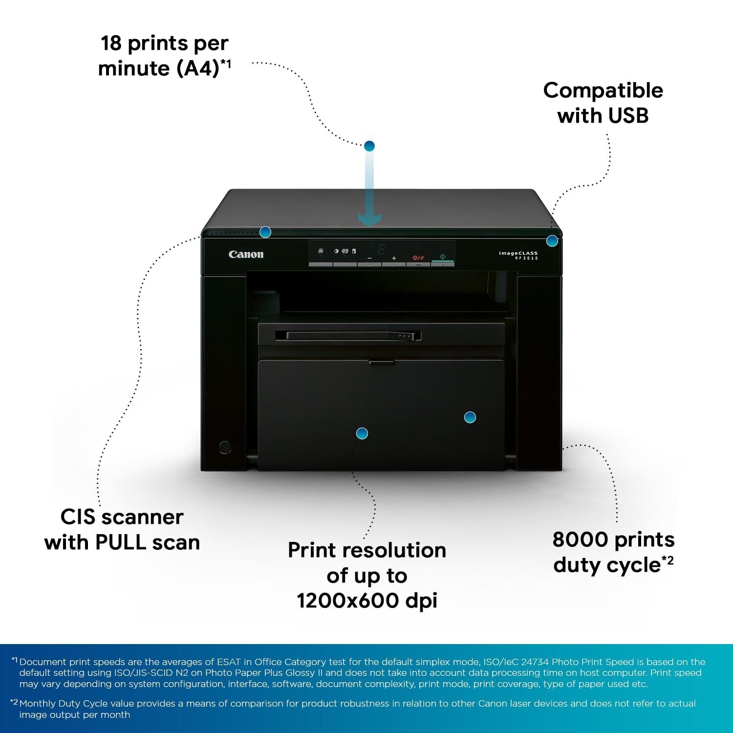 Canon MF3010 Multifunction 18ppm Laser Printer