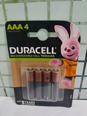 Duracell AAA, 4, Battery, 900mAh, Rechargeable