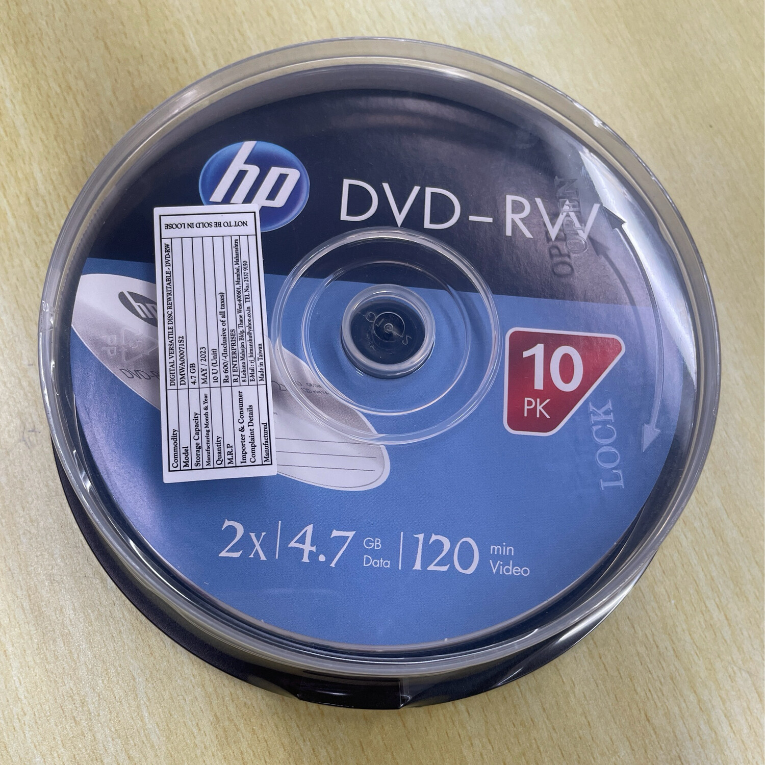 HP DVD RW 4 7GB Blank Disk s Pack Of 10 Rs 460 LT Online Store