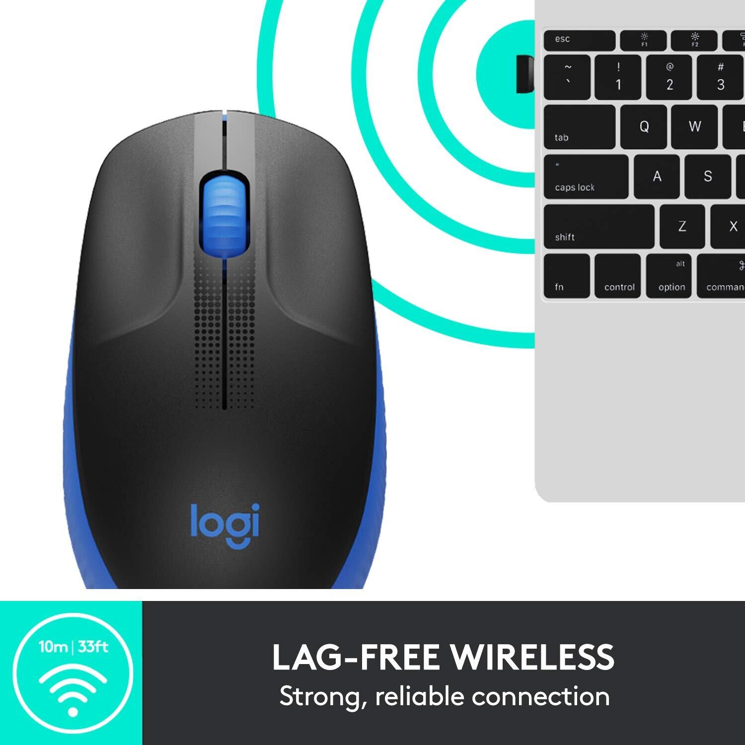 Logitech M190 Full-Size Wirless Mouse, Blue