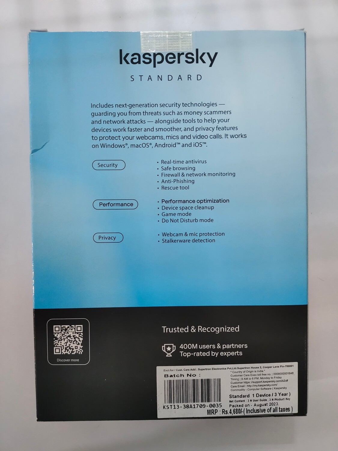 New, 2 User, 3 Year, Kaspersky Standard ( Single Key ) New, 2 User, 3 Year, Kaspersky Standard ( Single Key )