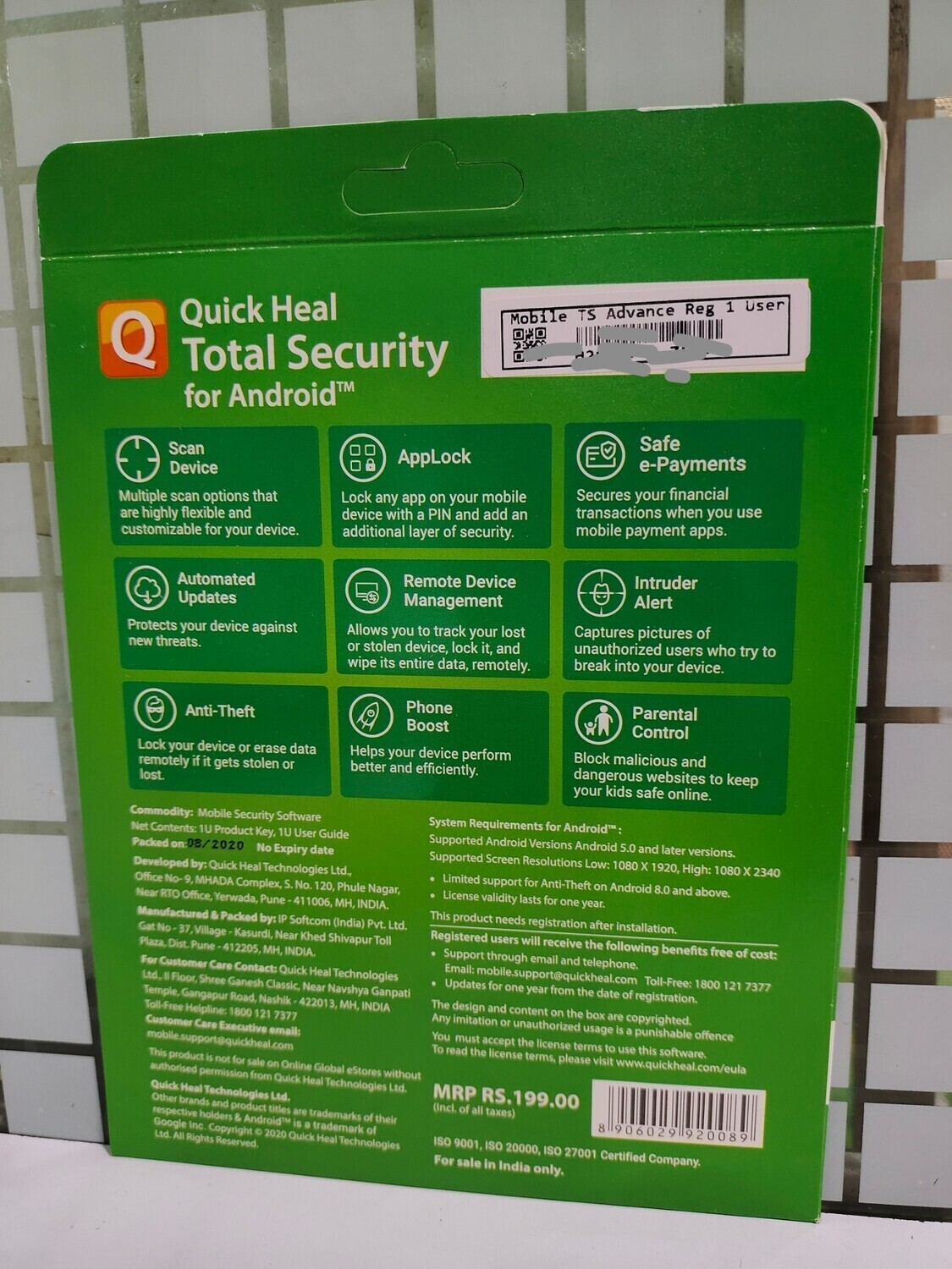 (New) 1 Device, 1 Year, Quick Heal Mobile Security, For Android