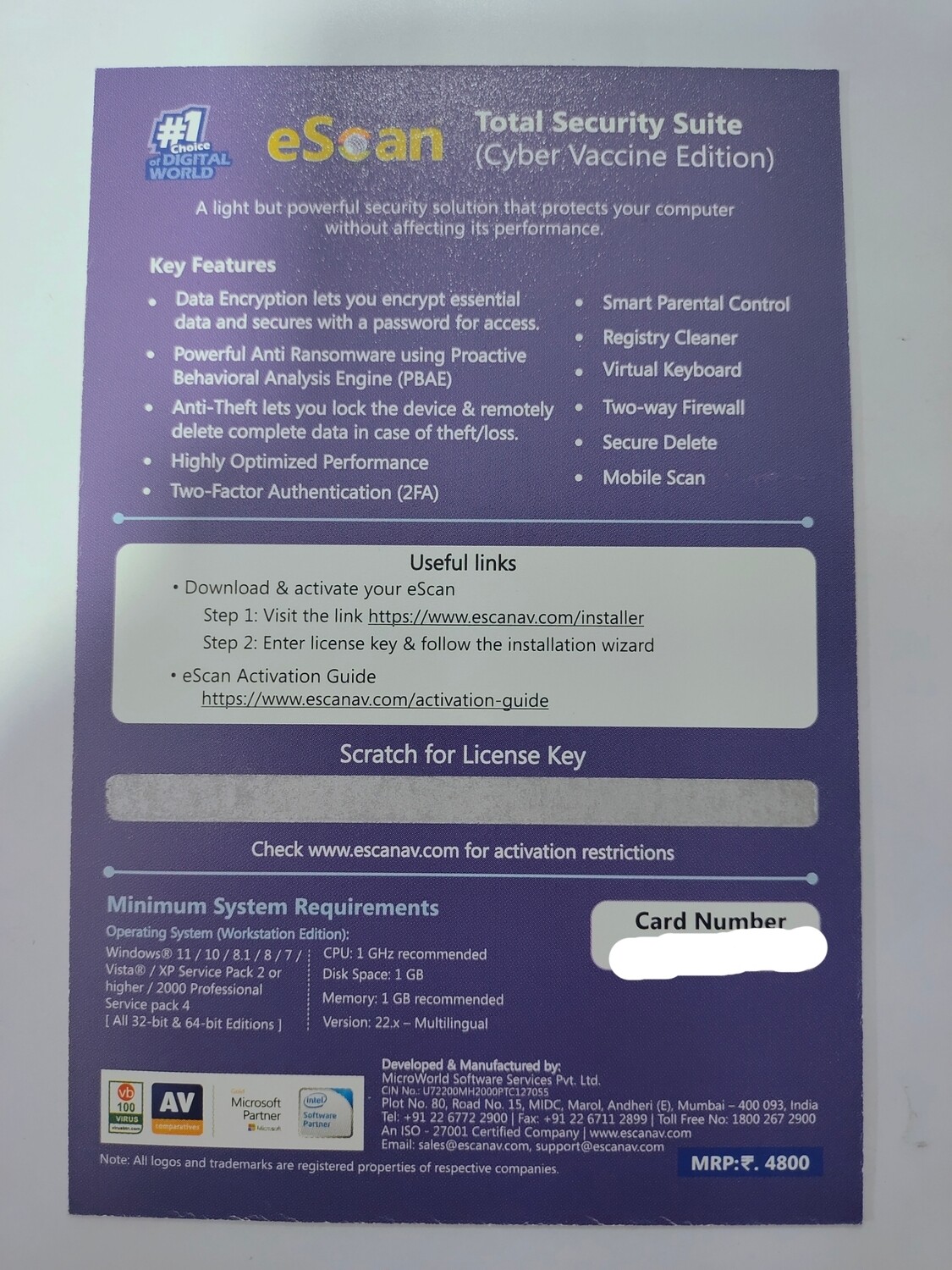 New, 2 User, 3 Year, eScan Total Security (v22x)