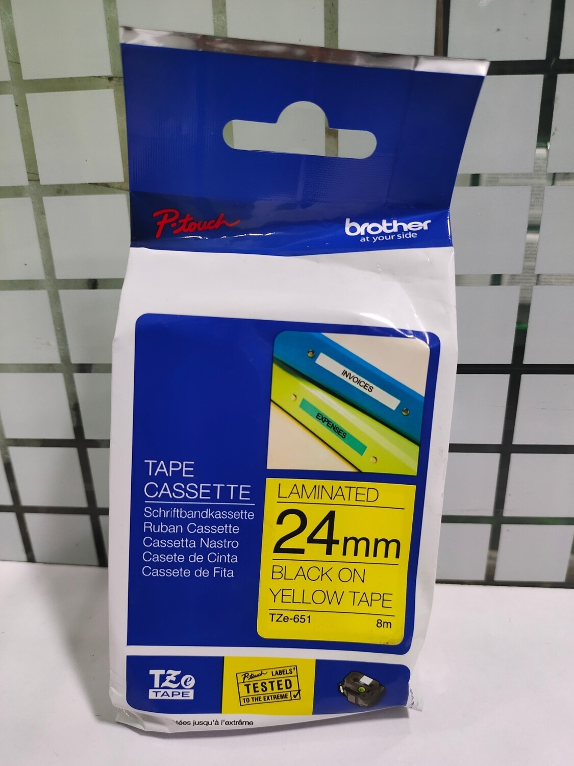 Brother TZe-651 Black on Yellow 24mm Label Tape