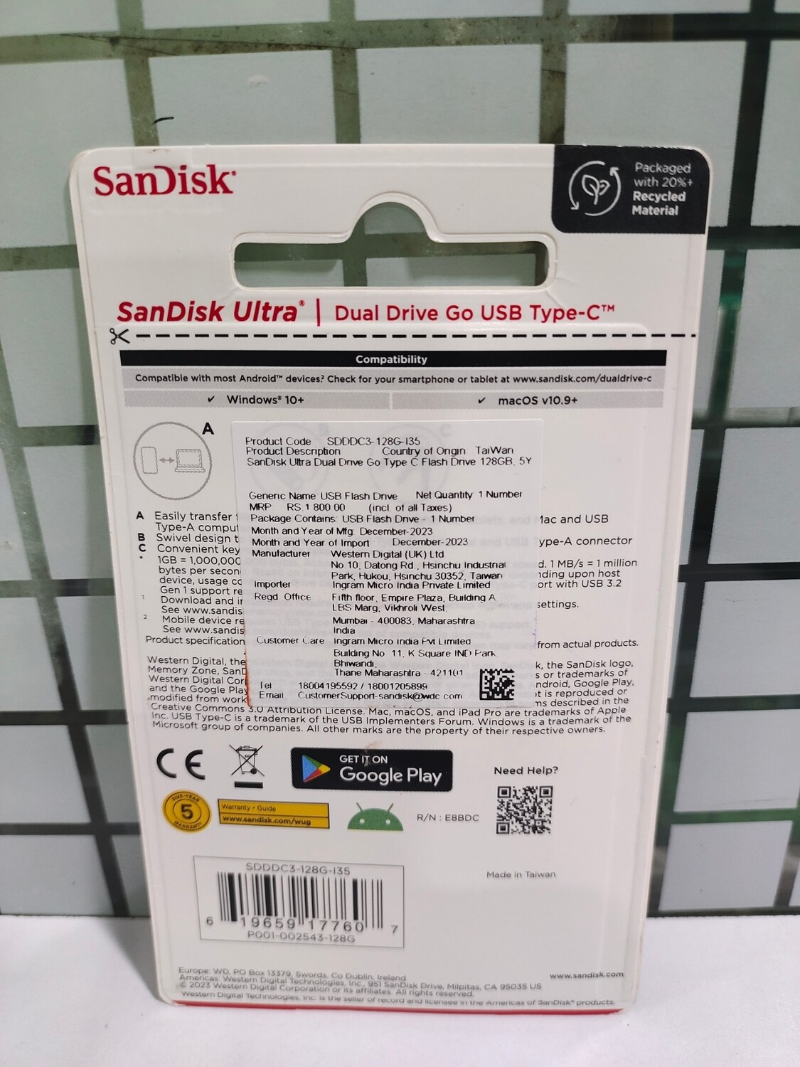 SanDisk 128GB Ultra Dual Drive Go Type C Pendrive for Mobile