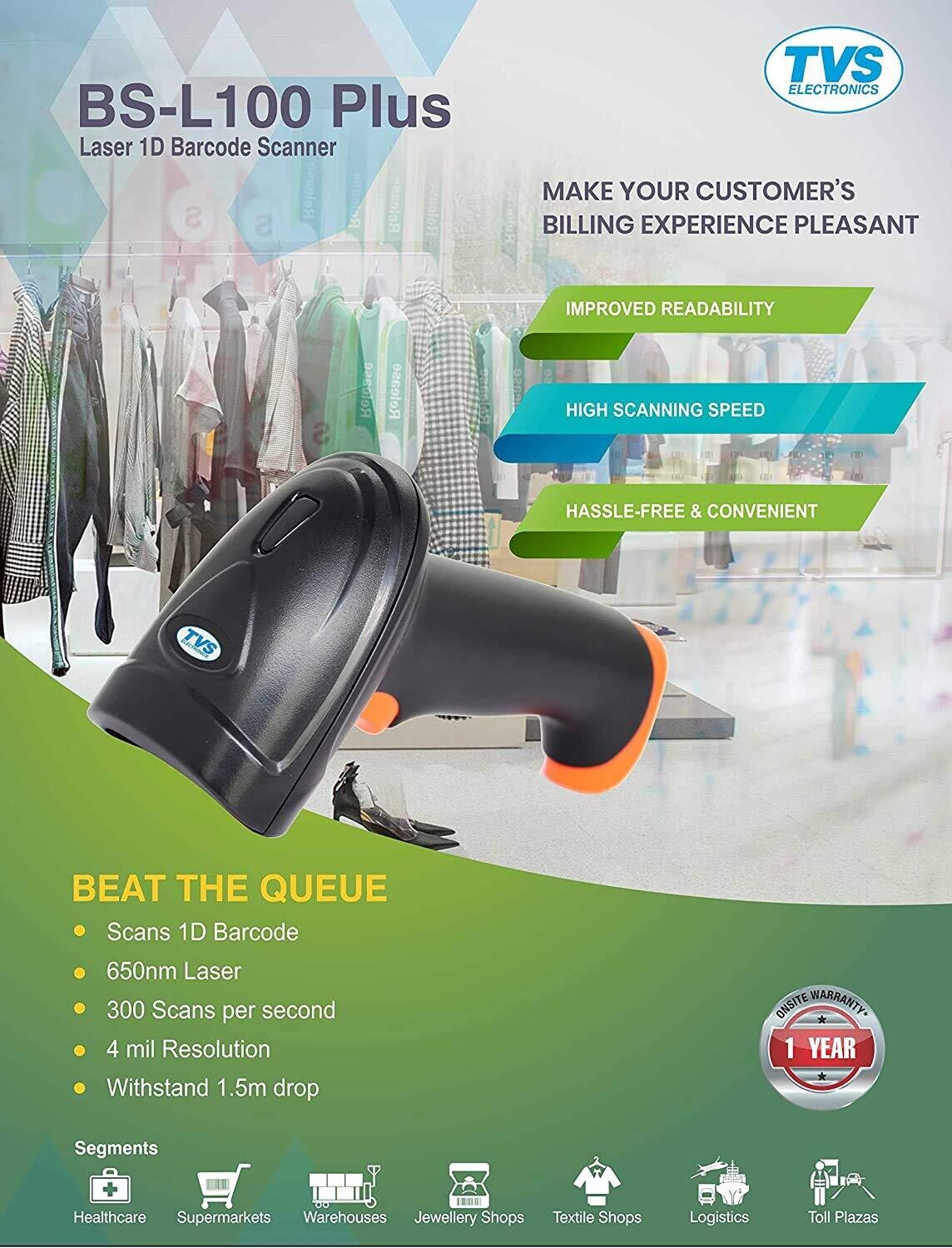 Tvs BS-L100 Plus Barcode Scanner Tvs BS-L100 Plus Barcode Scanner