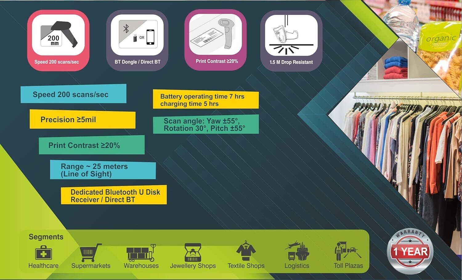 BSI 201S WL 2D Wireless Barcode Scanner BSI 201S WL 2D Wireless Barcode Scanner