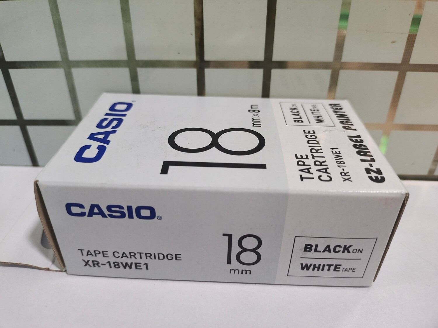 Casio XR-18WE1 Black on White 18mm Label Tape Casio XR-18WE1 Black on White 18mm Label Tape