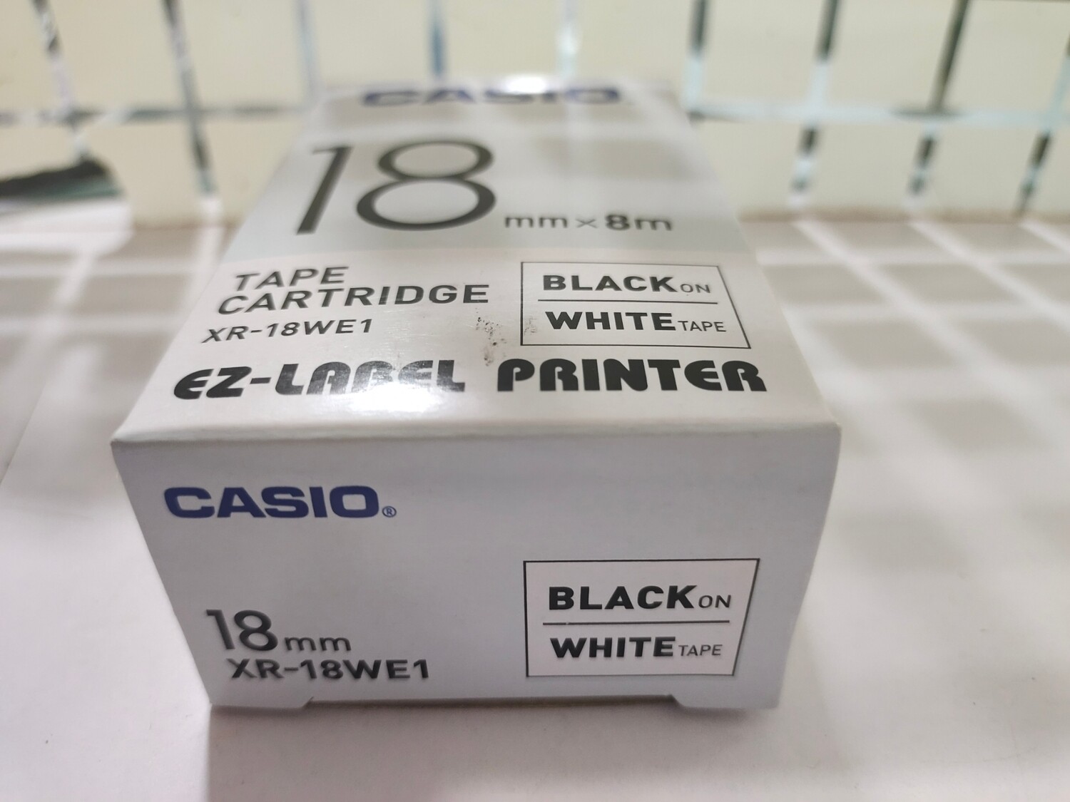 Casio XR-18WE1 Black on White 18mm Label Tape Casio XR-18WE1 Black on White 18mm Label Tape