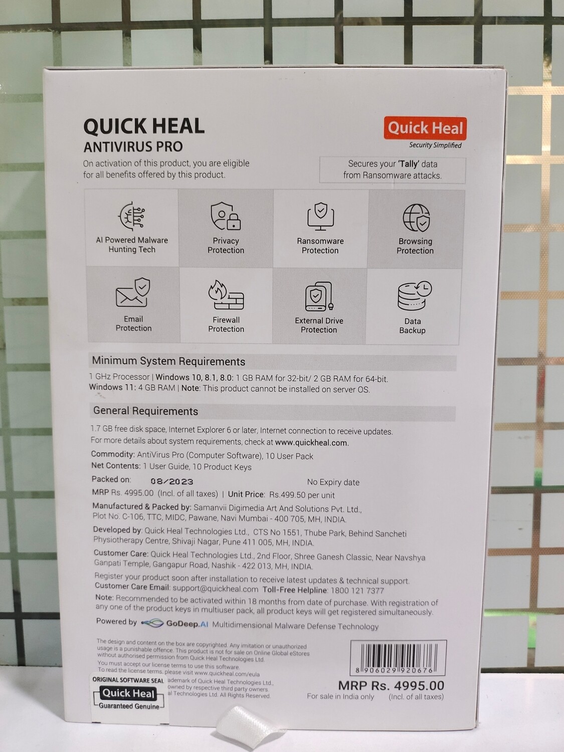 New, 10 User, 1 Year, Quick Heal Antivirus Pro