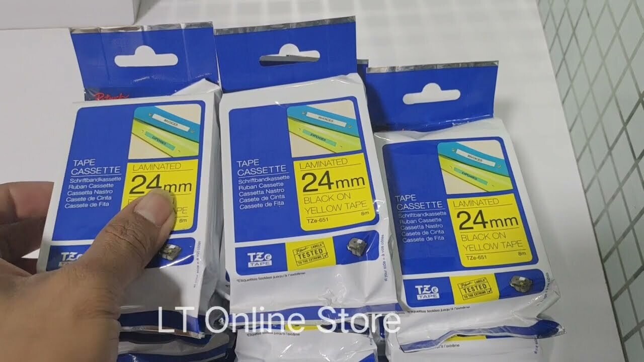 Brother TZe-651 Black on Yellow 24mm Label Tape