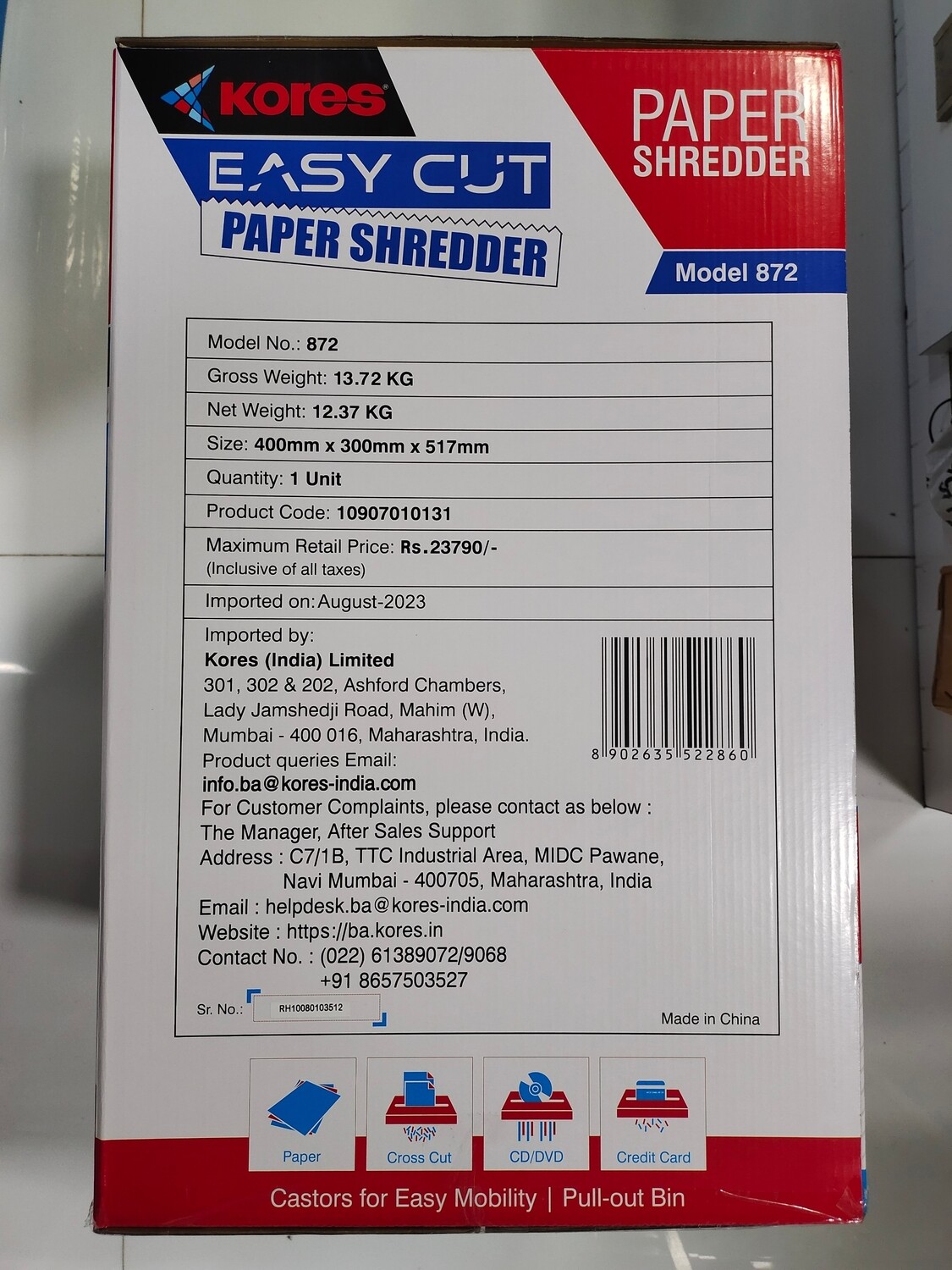 Kores Easy Cut 872 Paper Shredder Kores Easy Cut 872 Paper Shredder