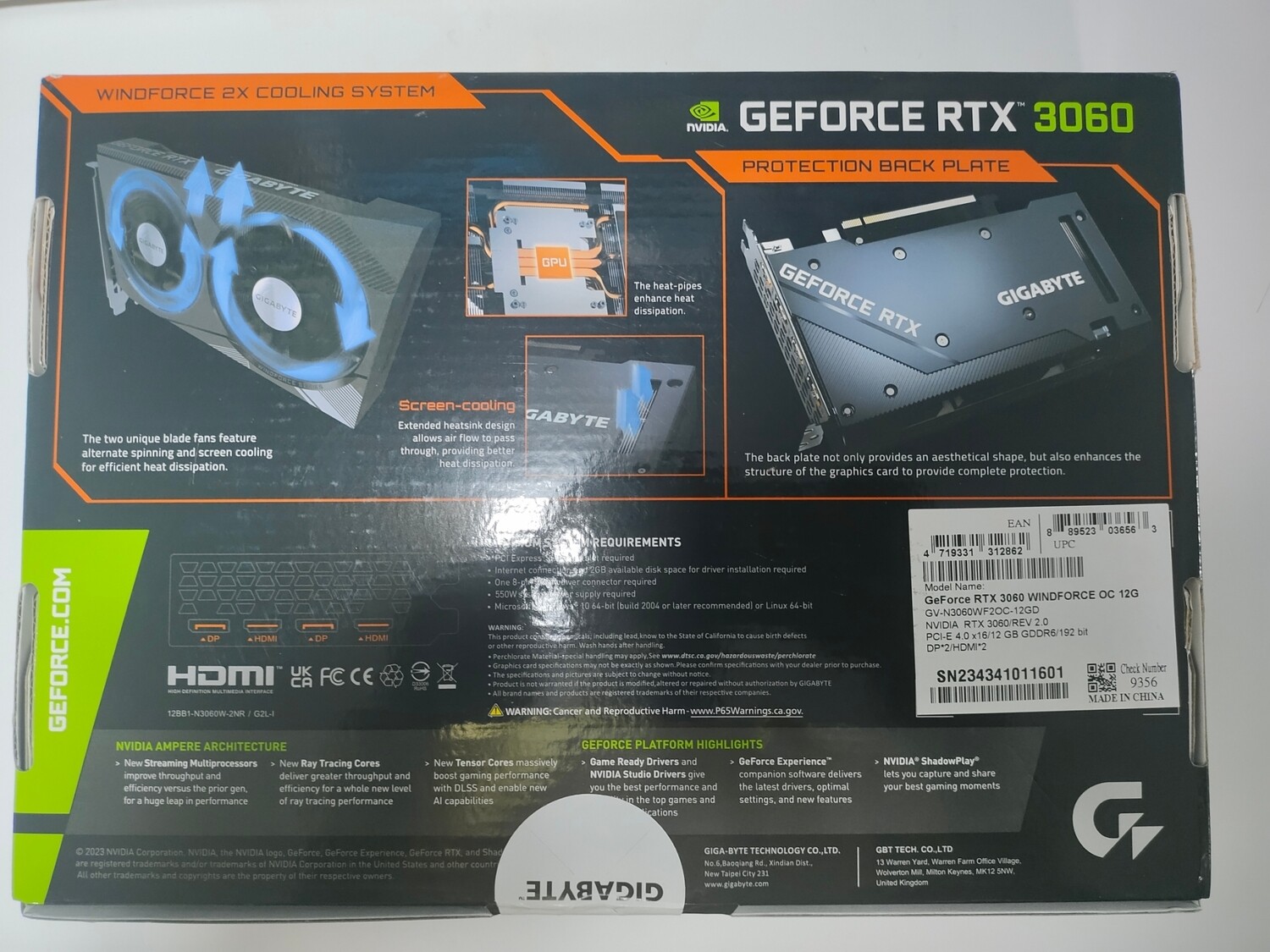GeForce RTX 3060 GAMING OC 12G Graphics Card