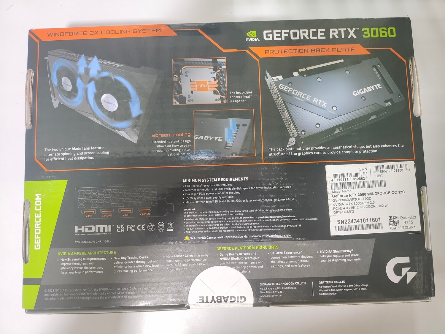 GeForce RTX 3060 GAMING OC 12G Graphics Card