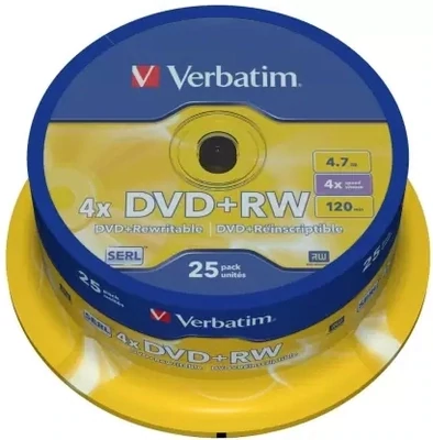Verbatim DVD-RW Re-writable Spindle Pack (25-disk)