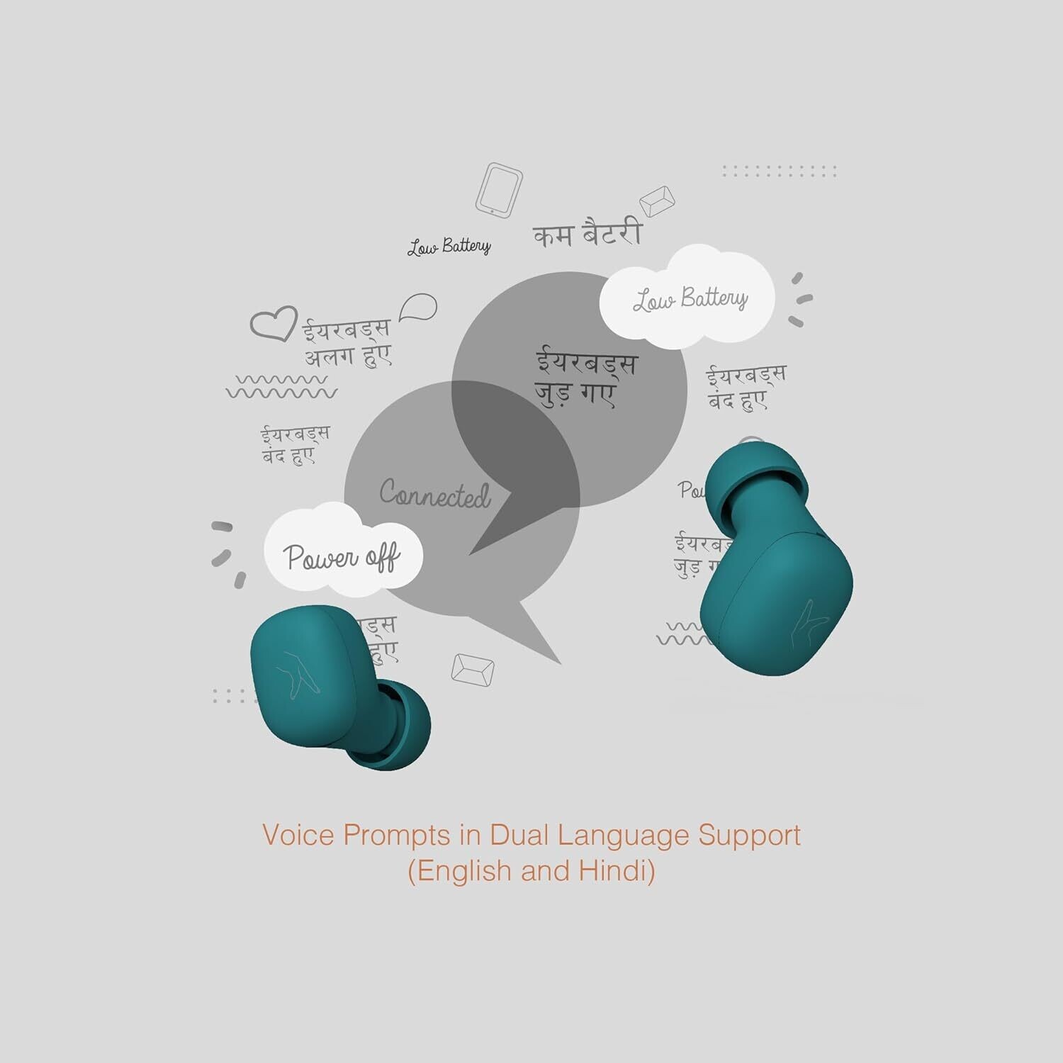 Fingers SizeZero Pods2 TWS Earbuds, Teal