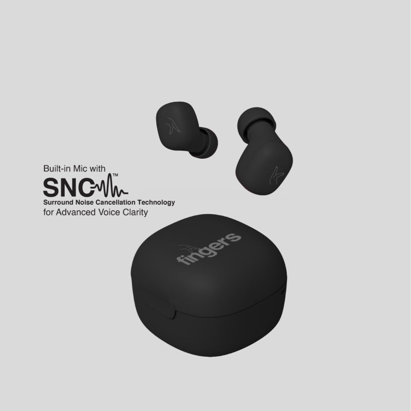 Fingers SizeZero Pods2 TWS Earbuds, Matte Black Fingers SizeZero Pods2 TWS Earbuds, Matte Black