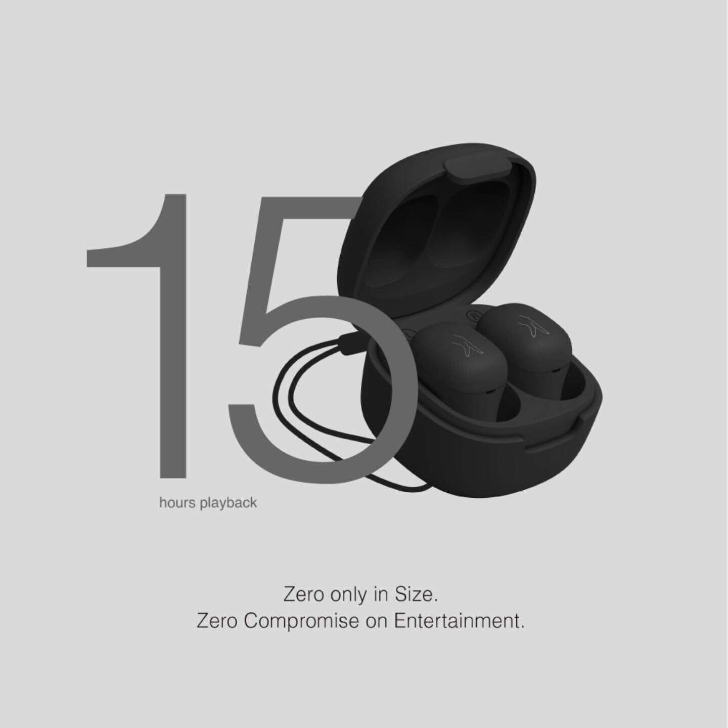 Fingers SizeZero Pods2 TWS Earbuds, Matte Black Fingers SizeZero Pods2 TWS Earbuds, Matte Black