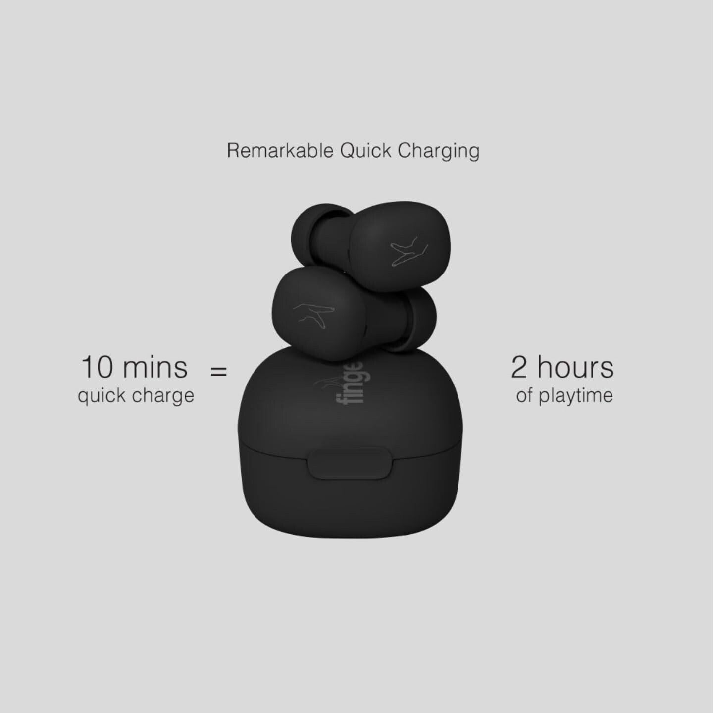 Fingers SizeZero Pods2 TWS Earbuds, Matte Black Fingers SizeZero Pods2 TWS Earbuds, Matte Black