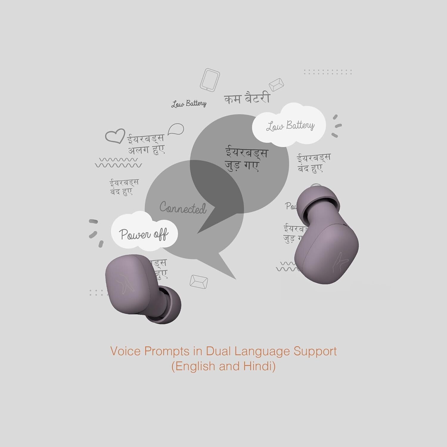 Fingers SizeZero Pods2 TWS Earbuds, Lilac