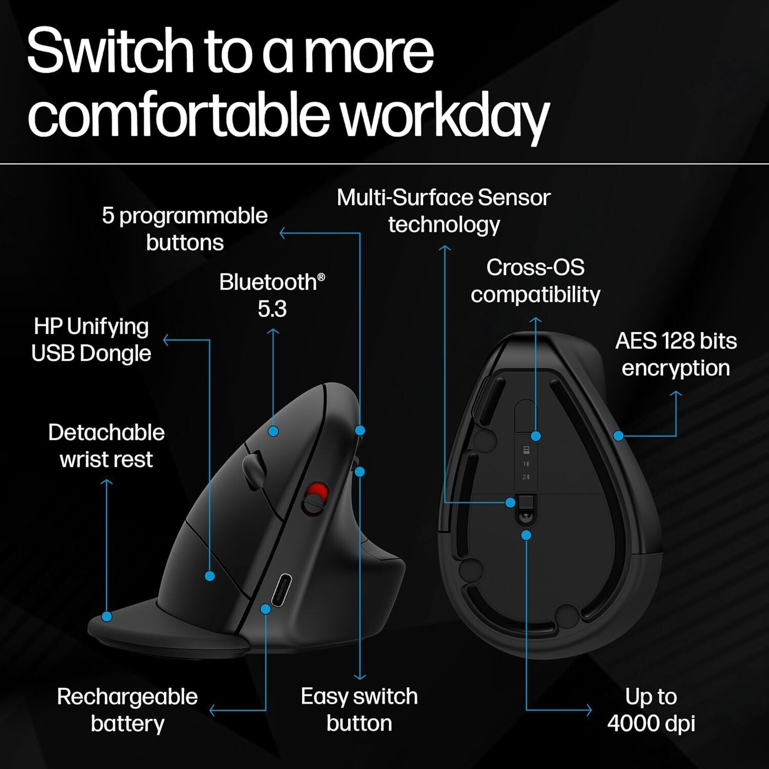 HP 920 Ergonomic Wireless Mouse (6H1A4AA)