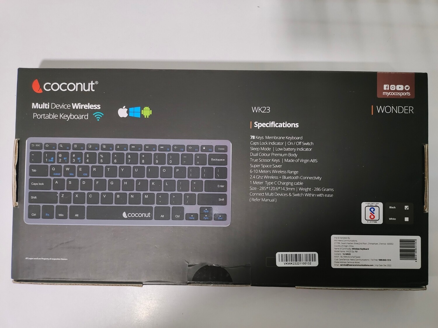 Coconut WK23 Wonder Multi Device Wireless Keyboard
