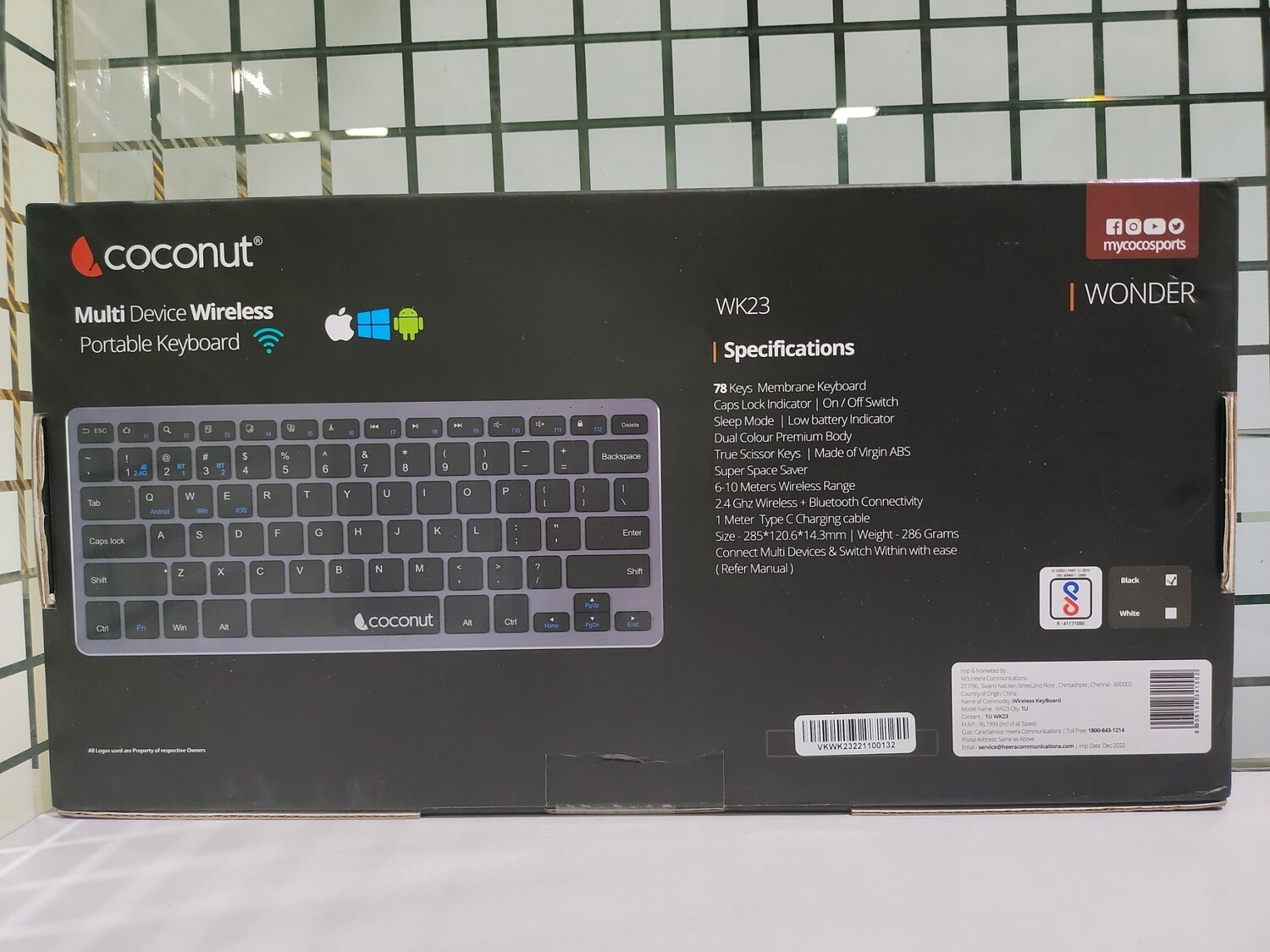 Coconut WK23 Wonder Multi Device Wireless Keyboard