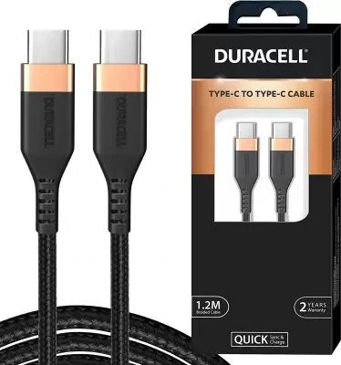 Duracell 1.2mtr 5A Type-C to Type-C Charging Cable