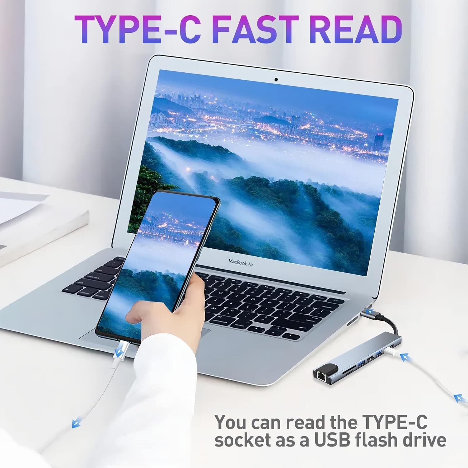 Type-C 8 in 1 Multiport Docking Station Type-C 8 in 1 Multiport Docking Station