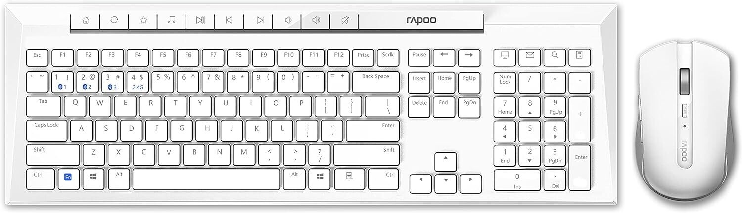 Rapoo 8210M Wireless Keyboard Mouse, White Rapoo 8210M Wireless Keyboard Mouse, White