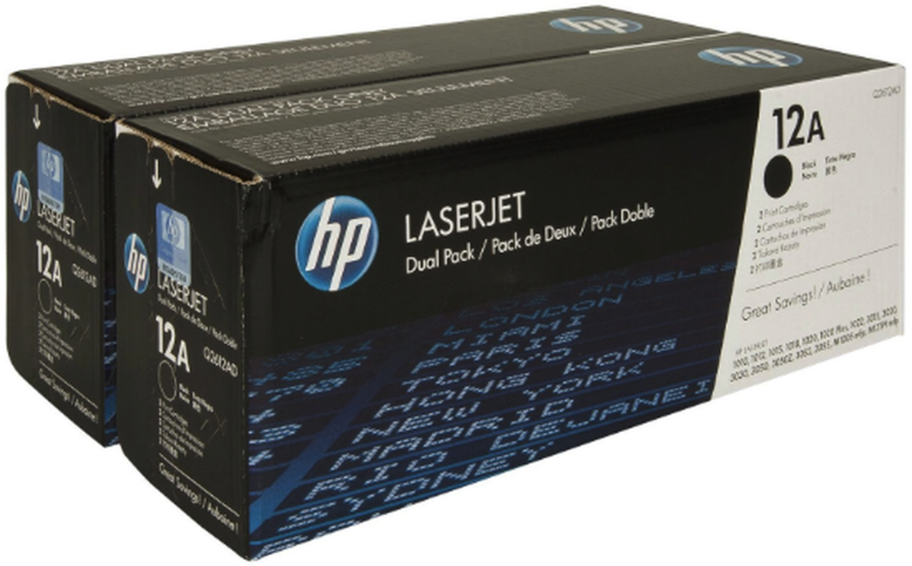 HP 12A Dual Pack Toner Cartridge HP 12A Dual Pack Toner Cartridge