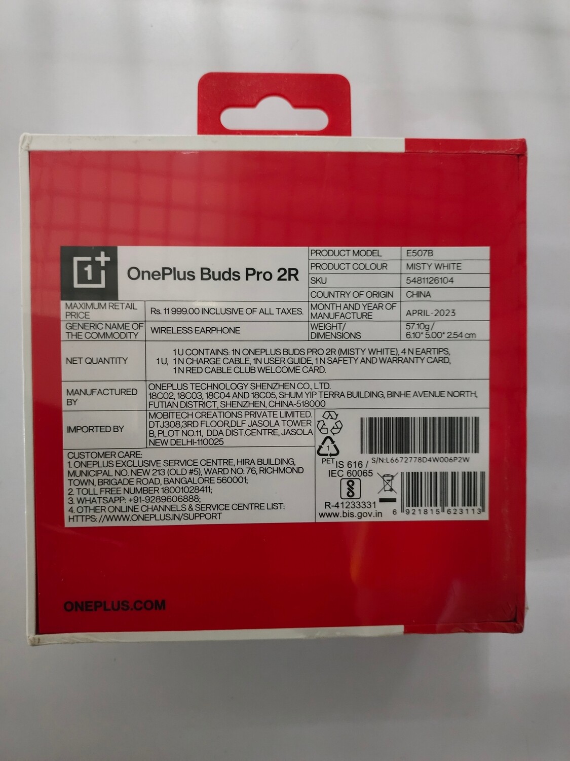 OnePlus Buds Pro 2R Bluetooth Truly Wireless in Ear Earbuds, Misty White