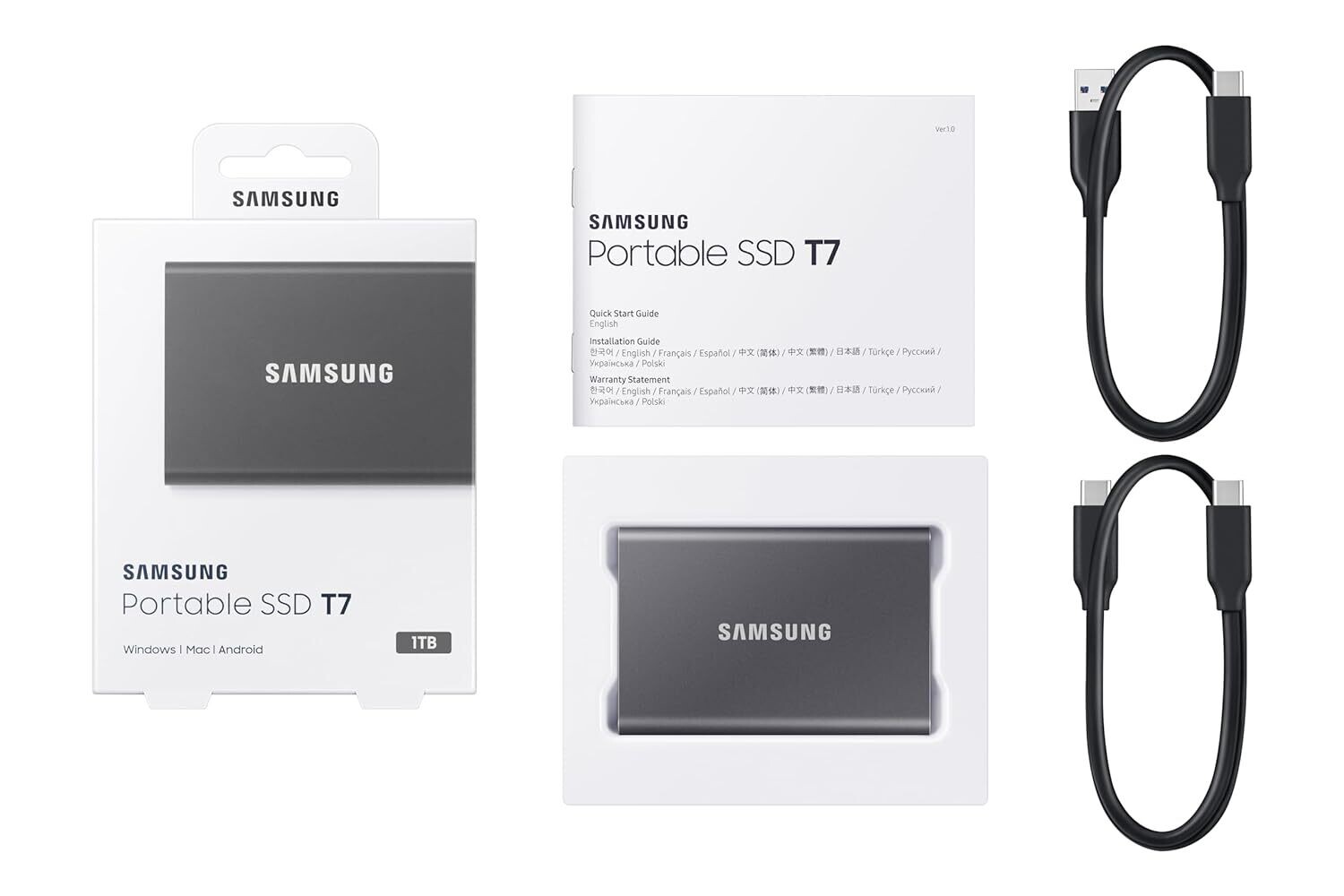 Samsung T7 1TB Up to 1,050MB/s Portable SSD Samsung T7 1TB Up to 1,050MB/s Portable SSD