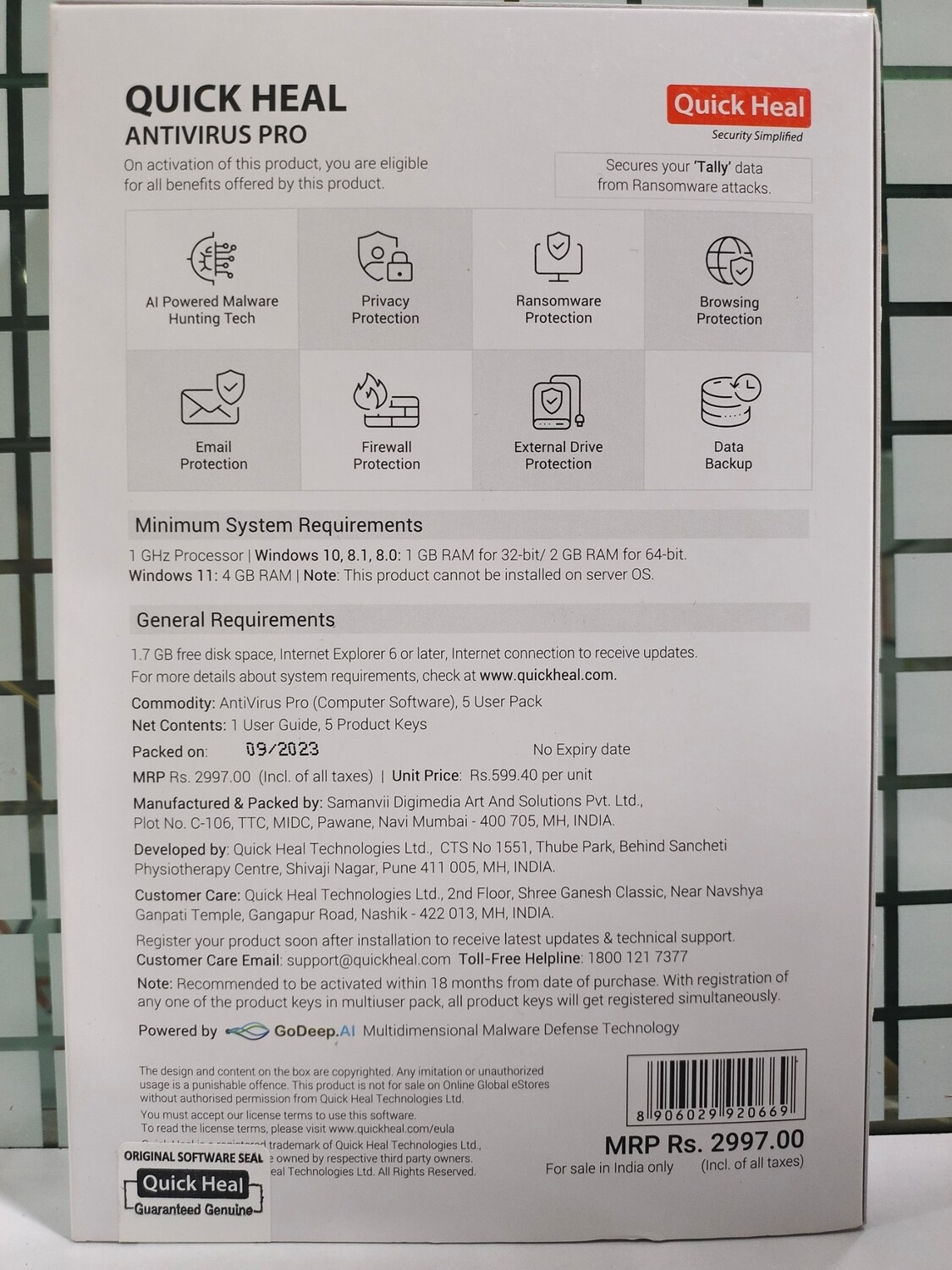 New, 5 User, 1 Year, Quick Heal Antivirus Pro